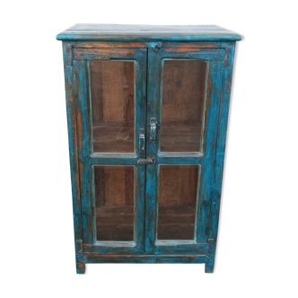 Vitrine en bois bleue