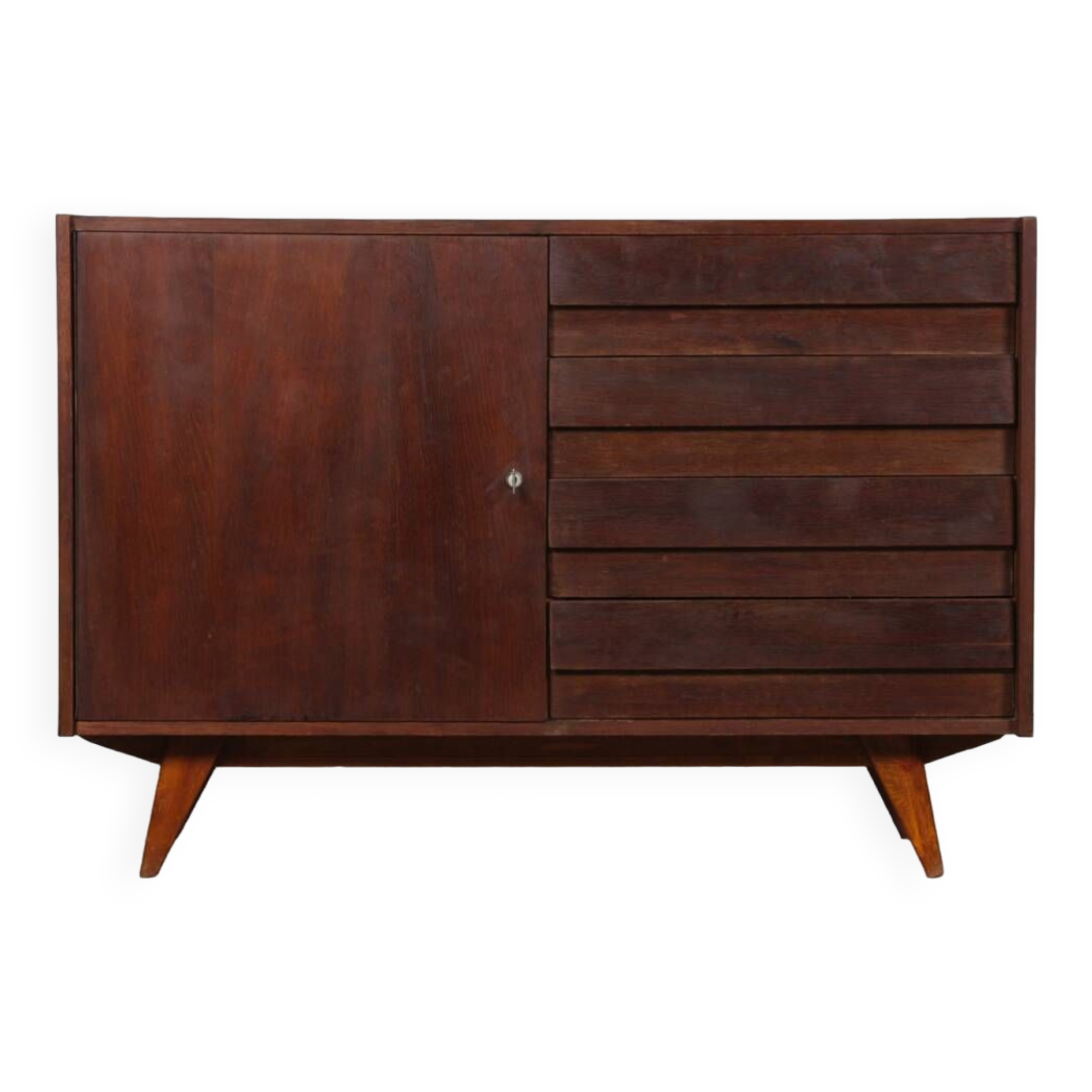 Commode vintage en chêne teinté modèle U-458 par Jiri Jiroutek, 1960