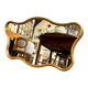 Gold free-form mirror, 102 x 60 cm