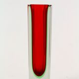 Vase en verre de Murano, rouge et vert immergé
