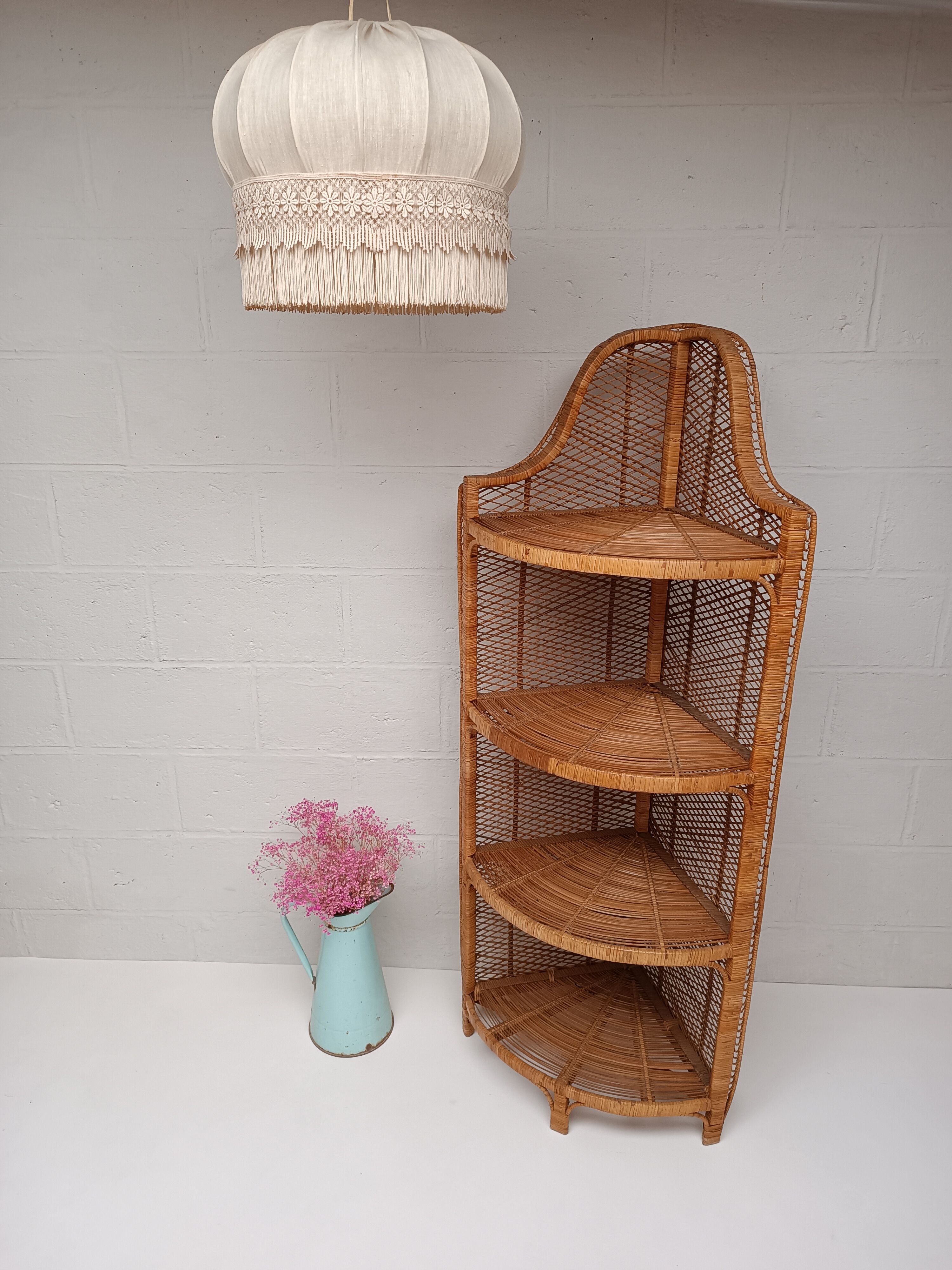 Tall rattan shelf