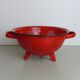 Set milk pot, kettle, coffee maker and red enamelled strainer