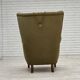 1960s, Danish highback armchair, original green furniture wool.