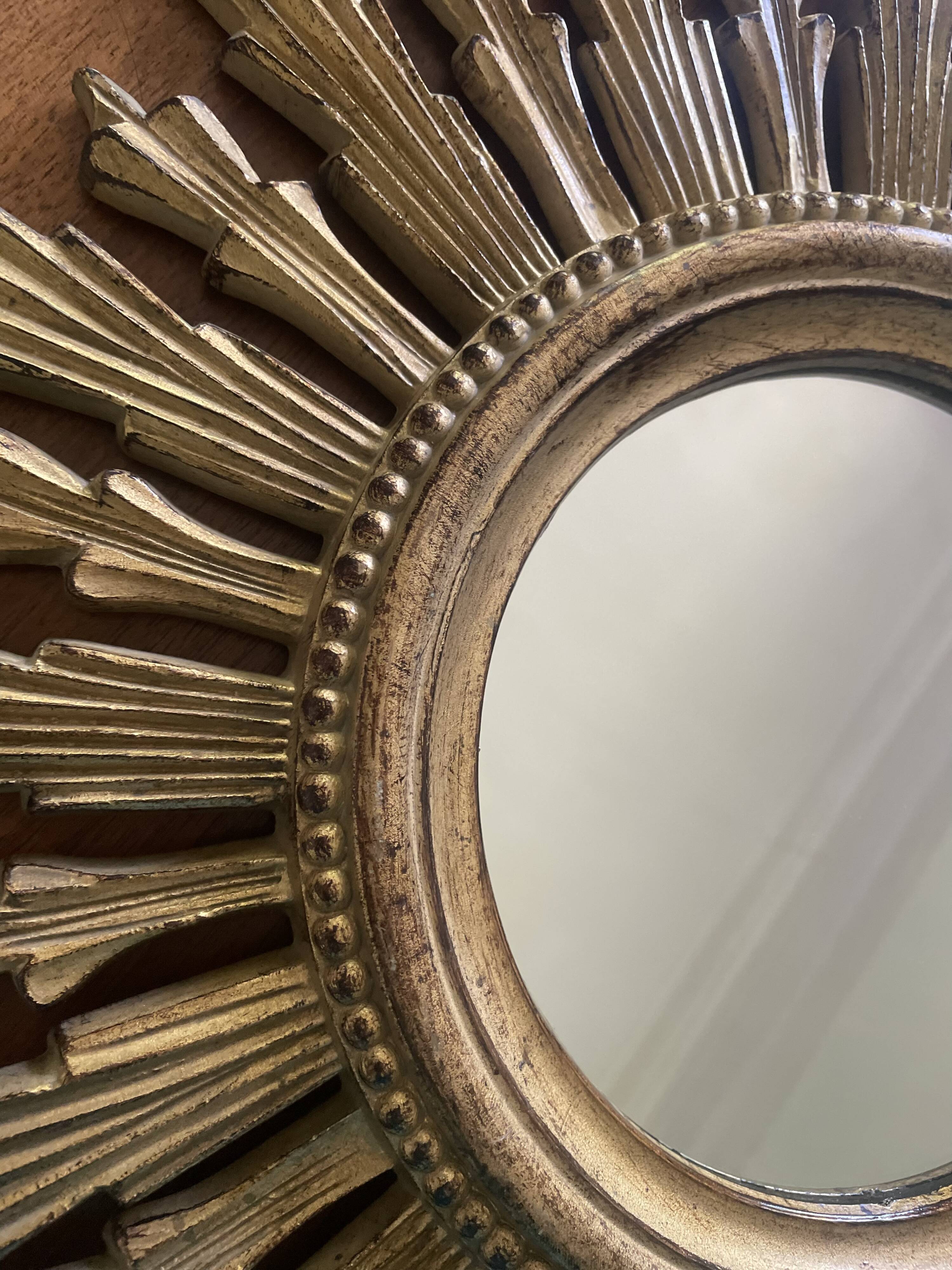 70'S golden resin sun mirror