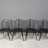 Vintage ebonized ercol dining chairs, 1950s