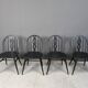 Vintage ebonized ercol dining chairs, 1950s