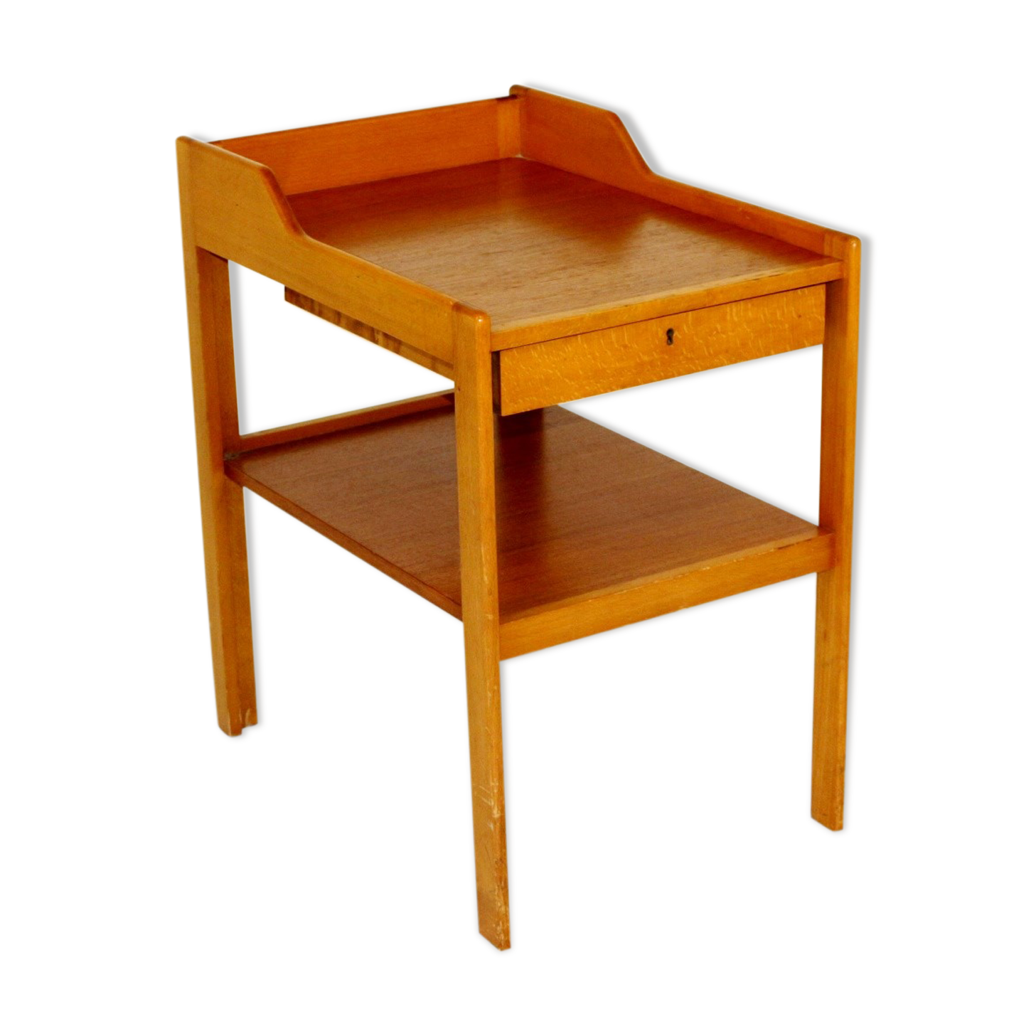 Teak and beech bedside table, C.A. Acking, Bodafors, Sweden, 1959