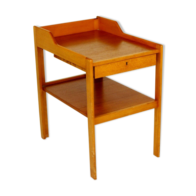 Table de chevet en teck et en hêtre, C.A. Acking, Bodafors, Suède, 1959