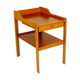 Table de chevet en teck et en hêtre, C.A. Acking, Bodafors, Suède, 1959