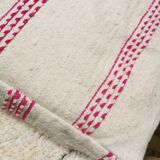 Berber kilim ottoman cover with fuchsia pink stripes