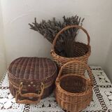 Three little wicker baskets