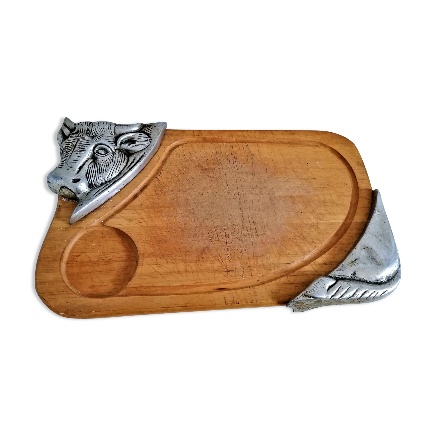 Old cutting board log wood deco metal