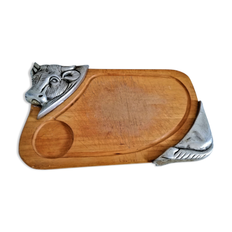 Old cutting board log wood deco metal