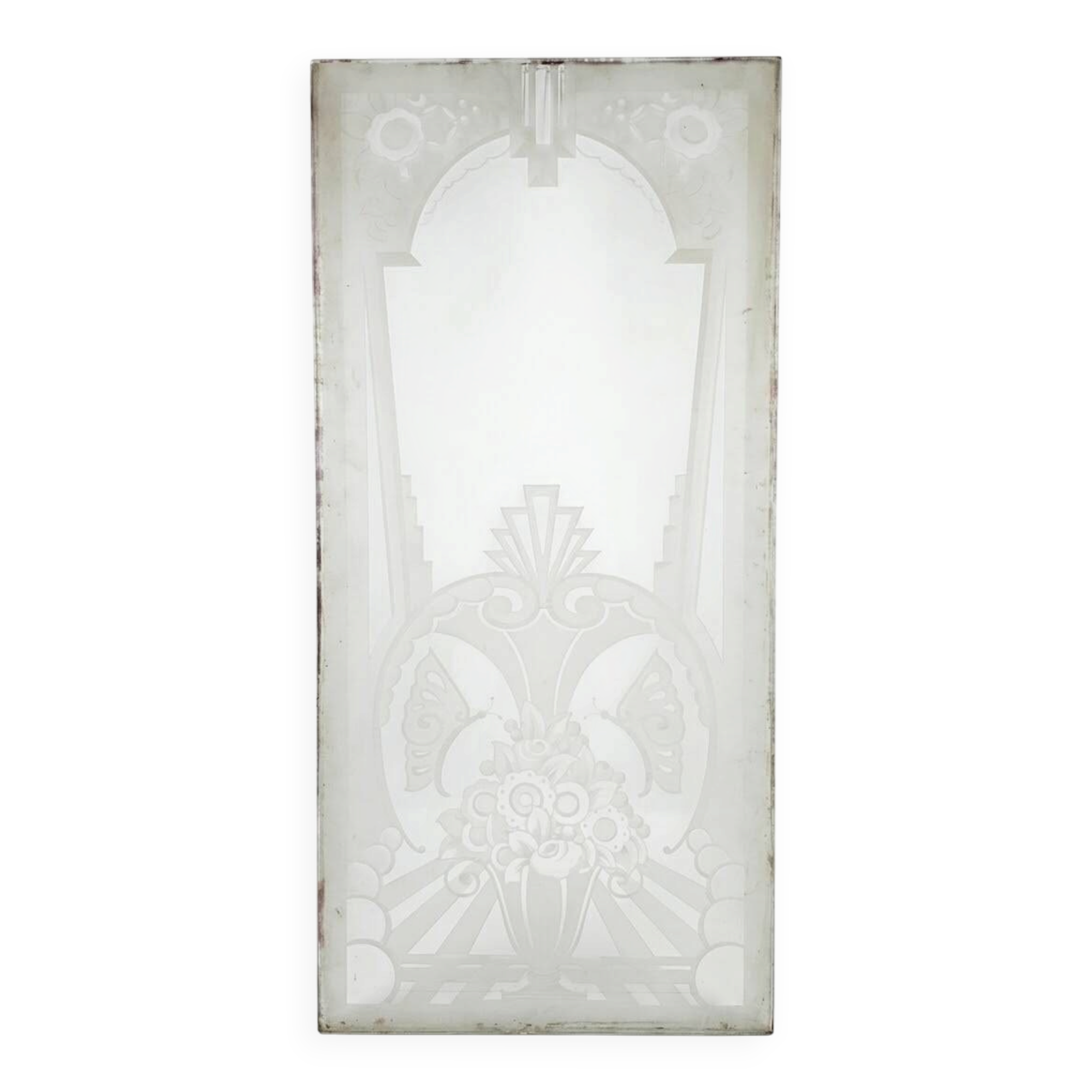 Art Deco engraved glass door panel 1930