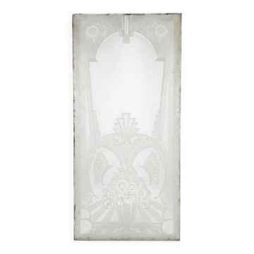 Art Deco engraved glass door panel 1930
