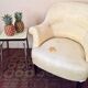 Fauteuil crapaud en coton jaune
