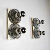 Pair of double spring wall lights by Philippe Rogier for Oxar, France, 1970s