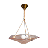 Art Deco ceiling lamp / chandelier in pink pressed molded glass in working order