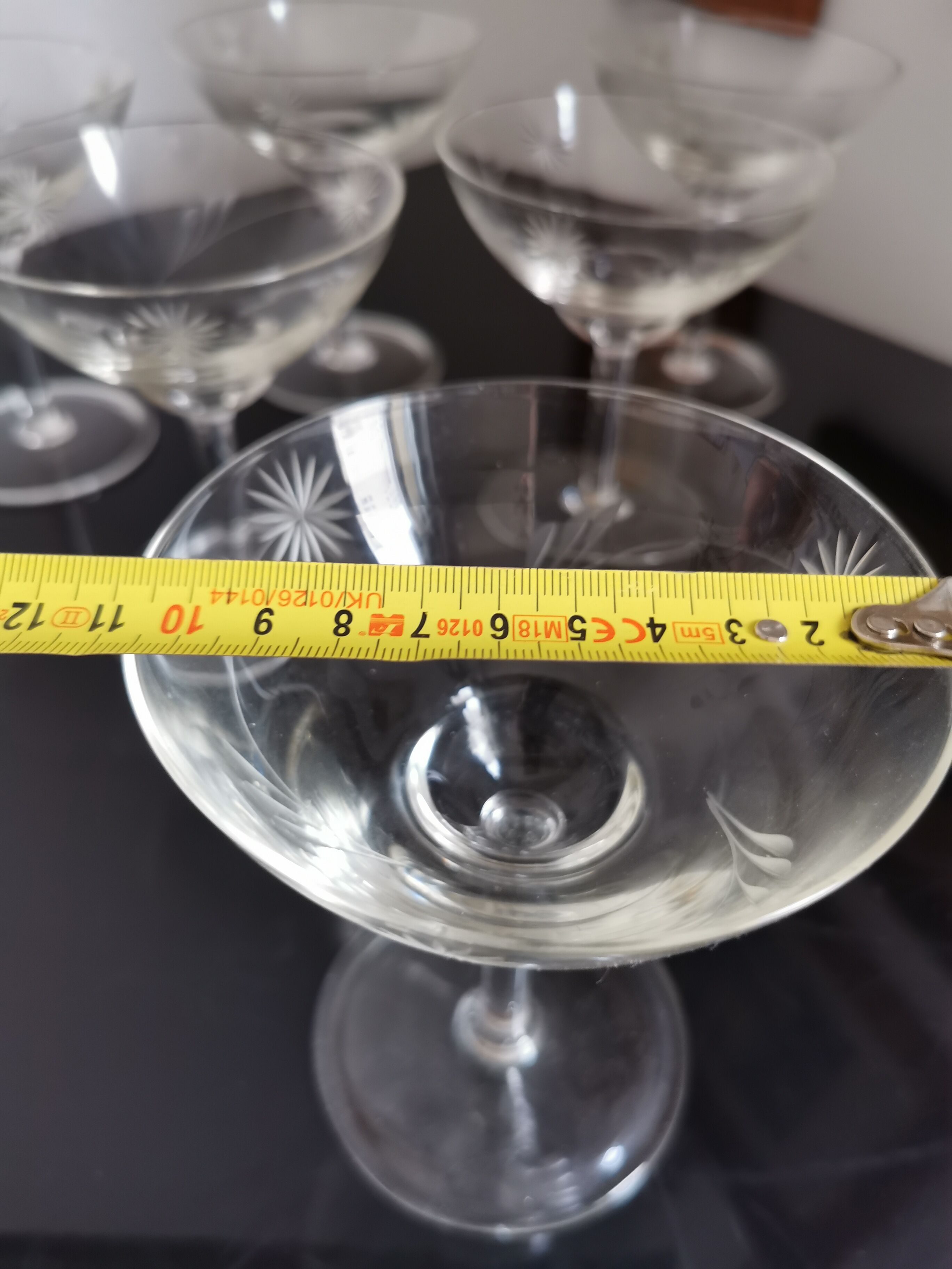 6 vintage crystal champagne glasses