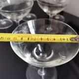 6 vintage crystal champagne glasses
