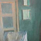 "Face to face with my dog", original oil on canvas