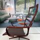 Scandinavian armchair in brown leather