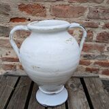 White glazed stoneware jar / pottery