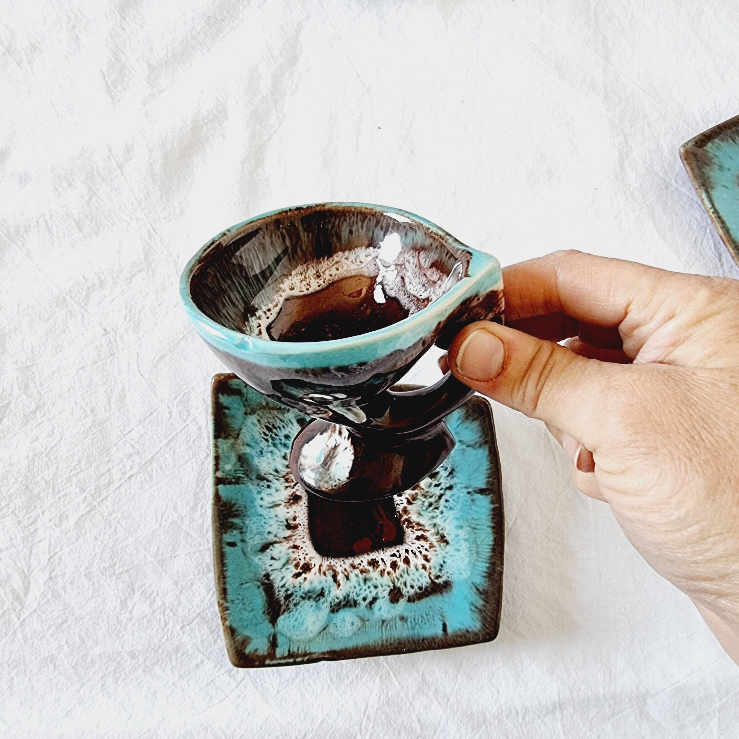 Impressionnant service à café français en céramique de Vallauris, design de style milieu du siècle