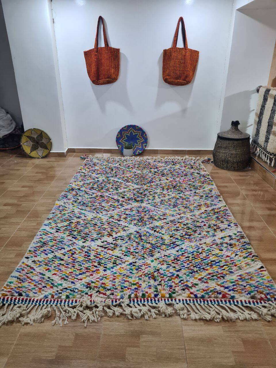 Handmade wool Berber rug 250x151m