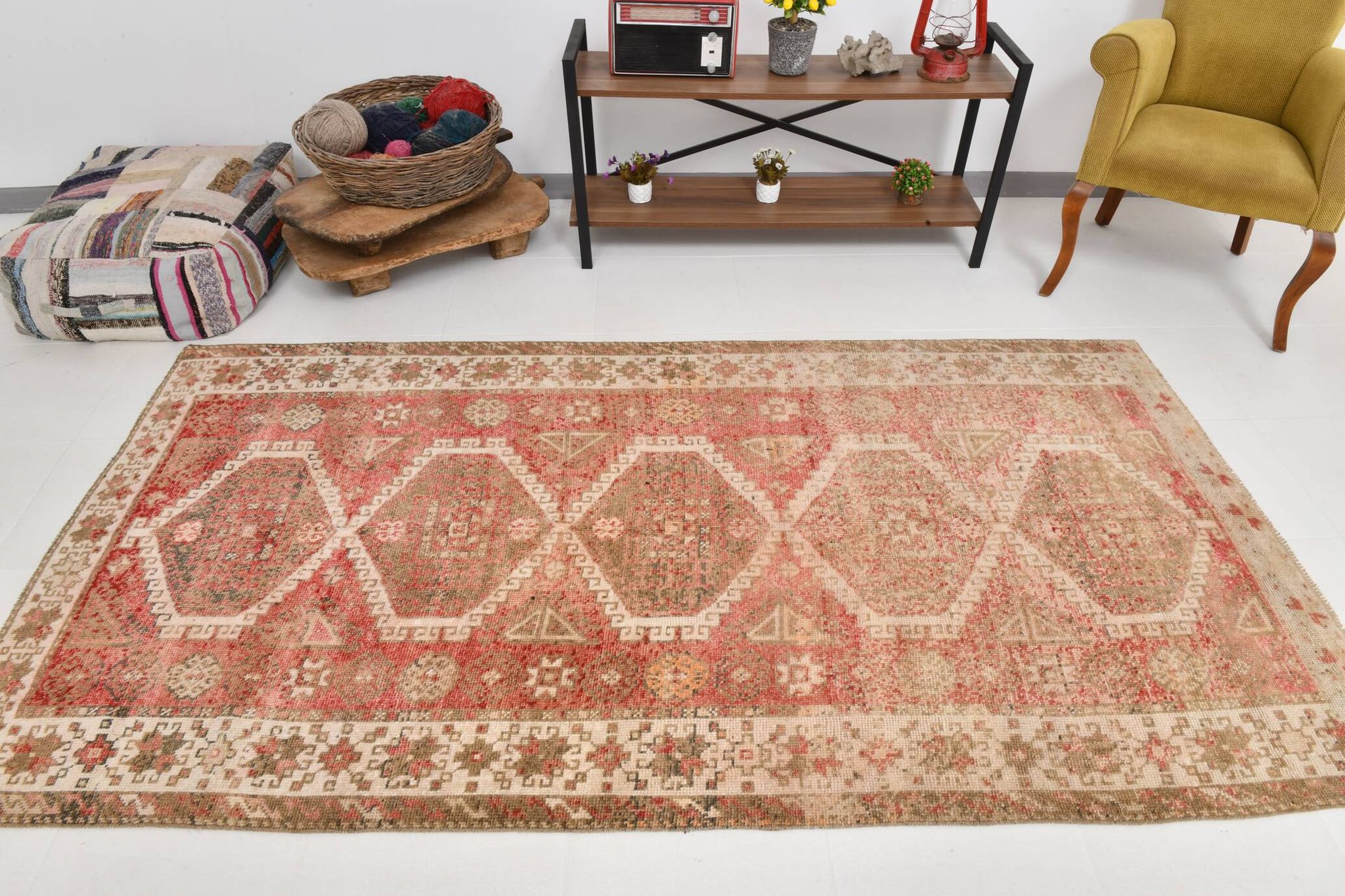 4x8 Red & Beige Oriental Persian Rug 135x255Cm SK 22292