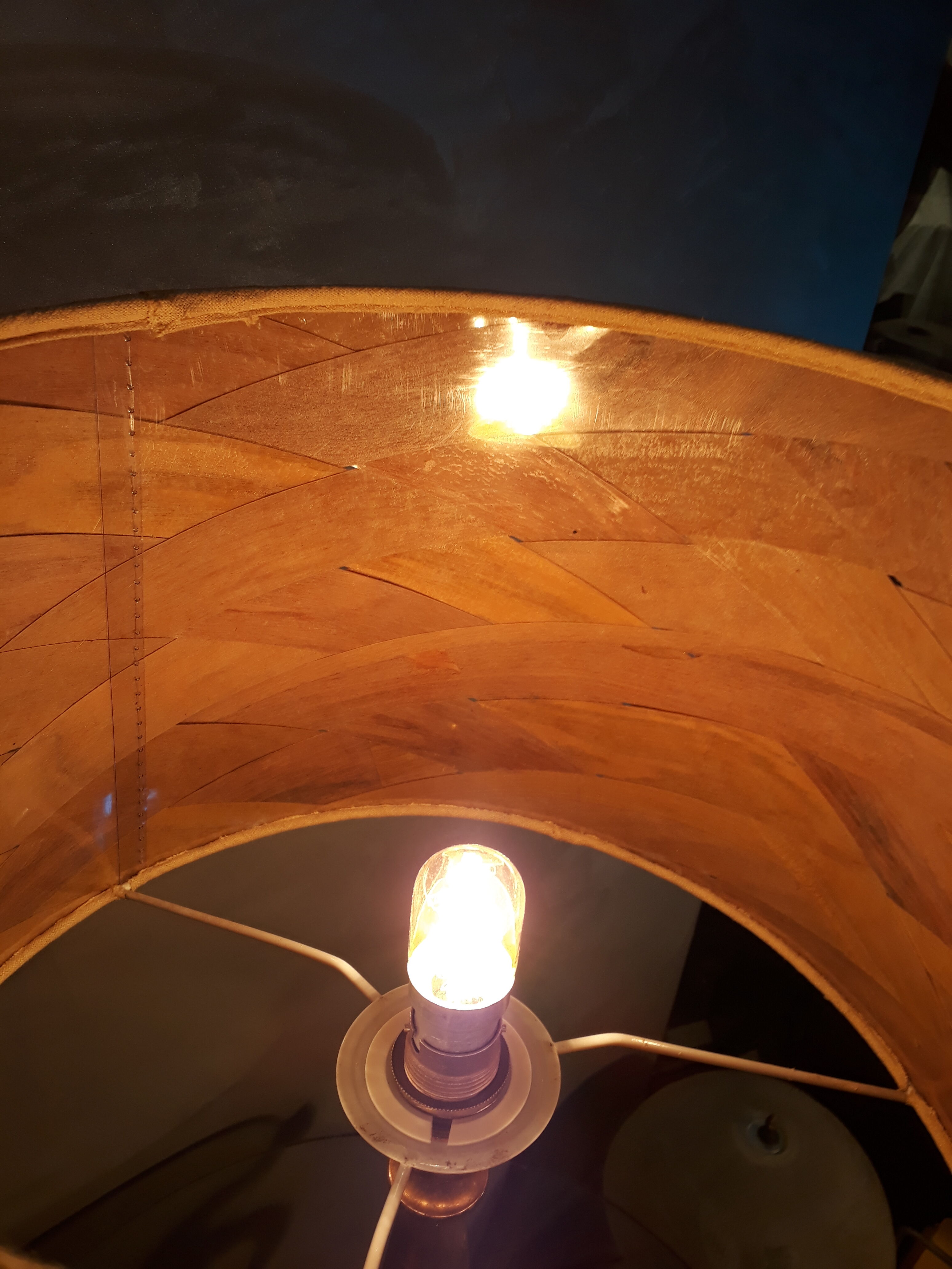 large brass lamp and wood 1970 very elegant 60x35cm