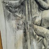 Dessin 2 nus au fusain / 1950/60 signé