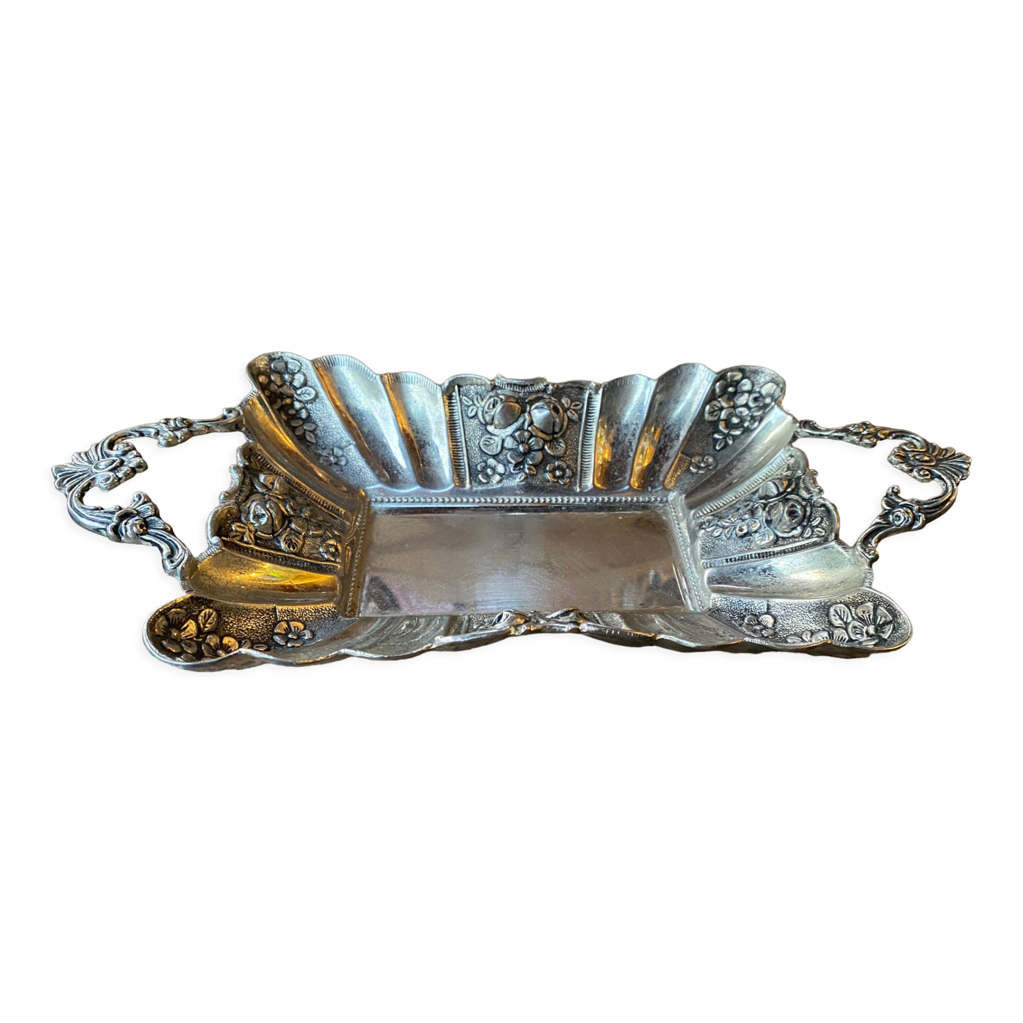 Empty pocket in silver metal