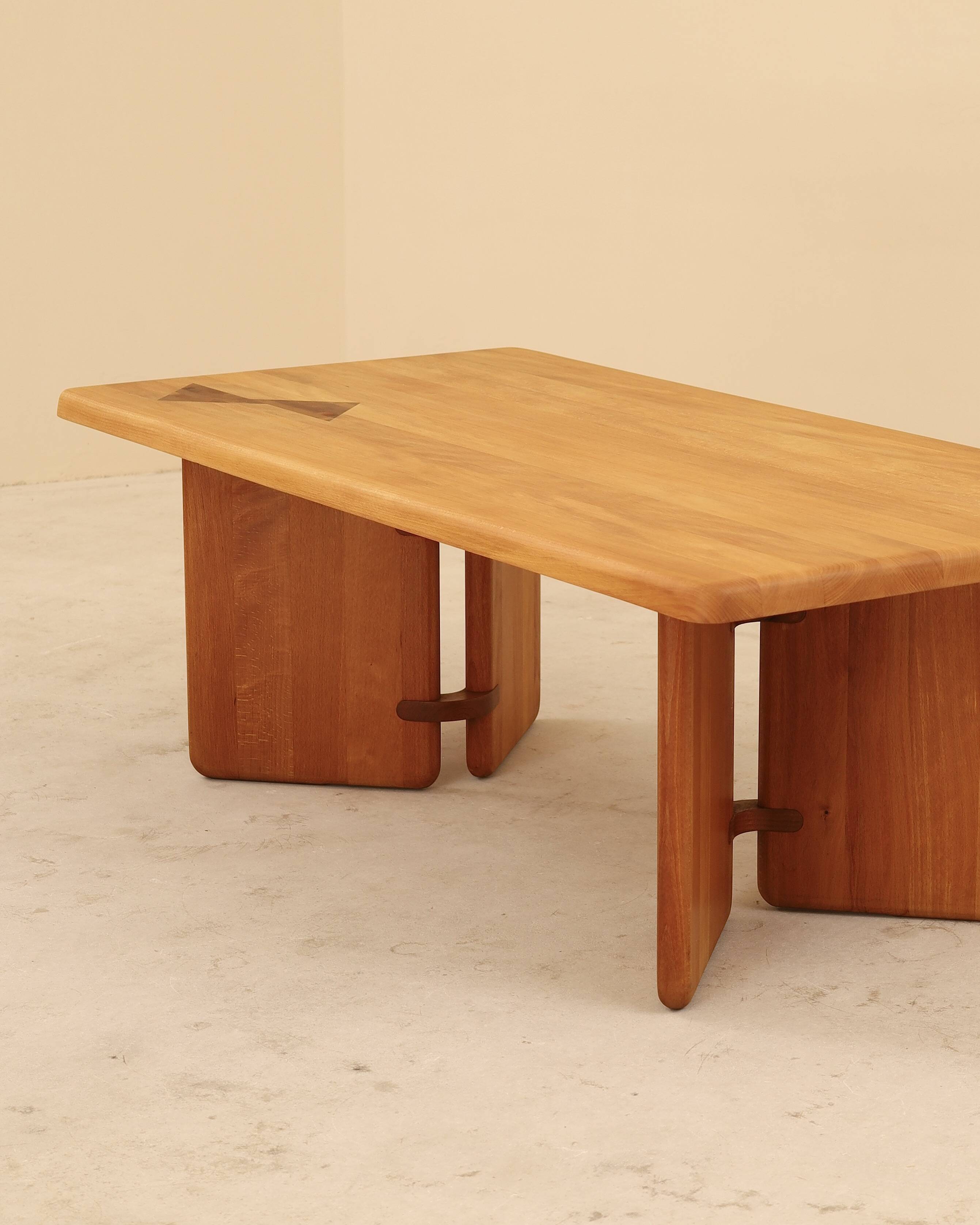 Table basse en hêtre massif, Seltz, France, 1988