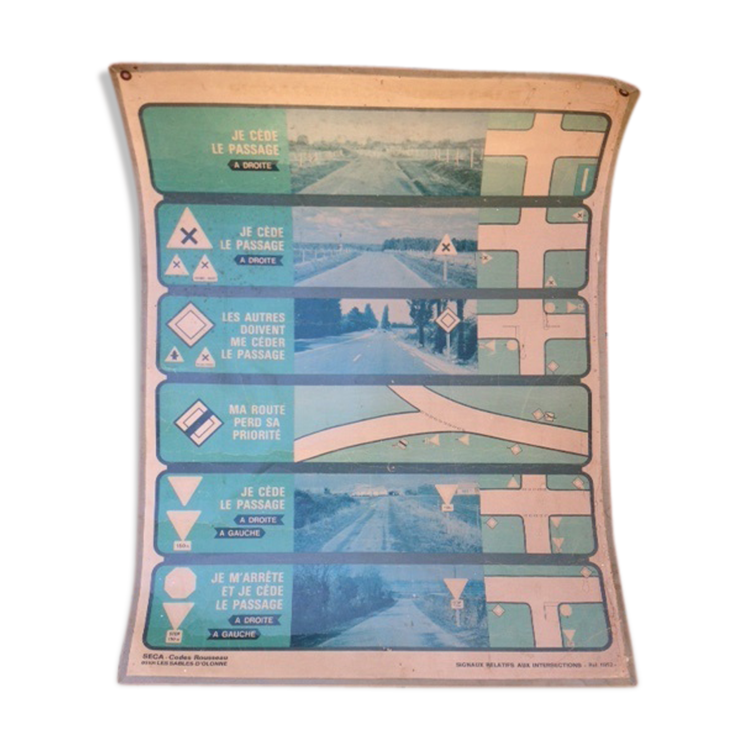 Old poster auto school seca codes rousseau, cardboard.