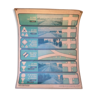 Old poster auto school seca codes rousseau, cardboard.