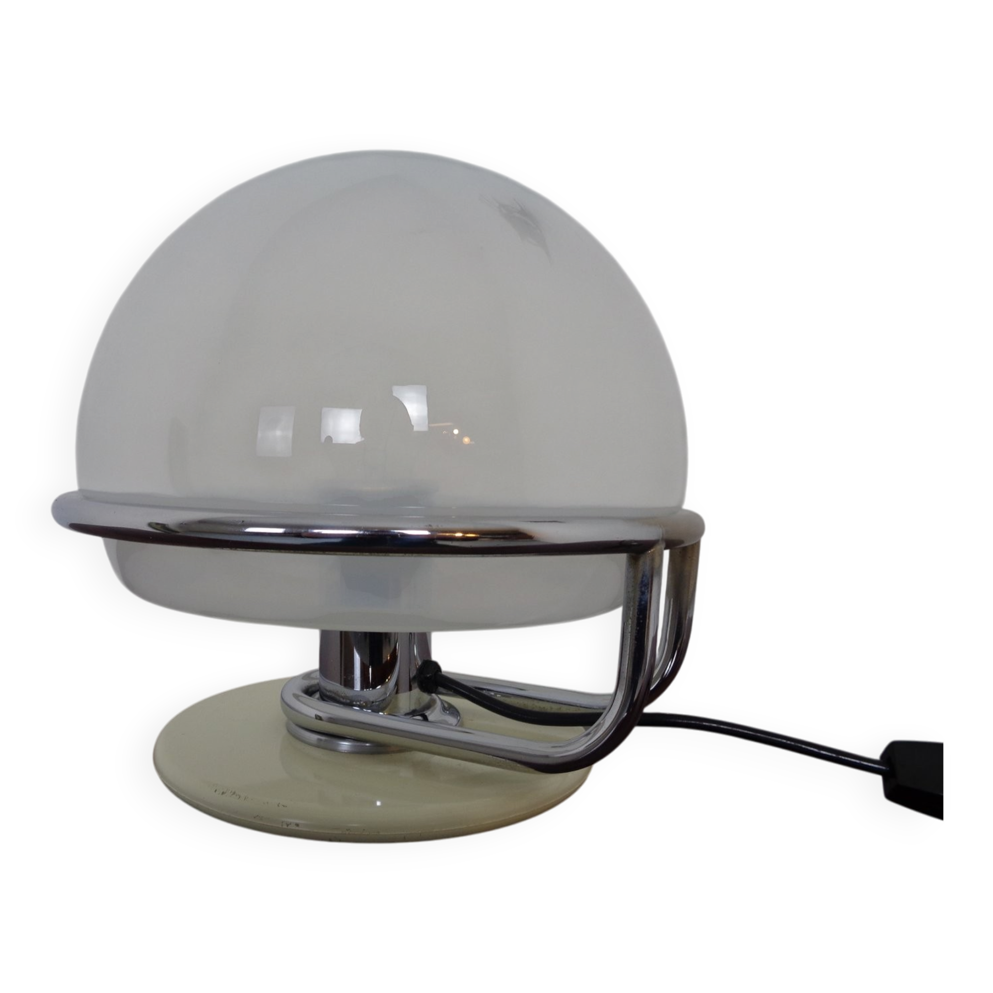 Italian Glass & Chromed Steel Table Lamp, 1960s