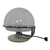 Italian Glass & Chromed Steel Table Lamp, 1960s