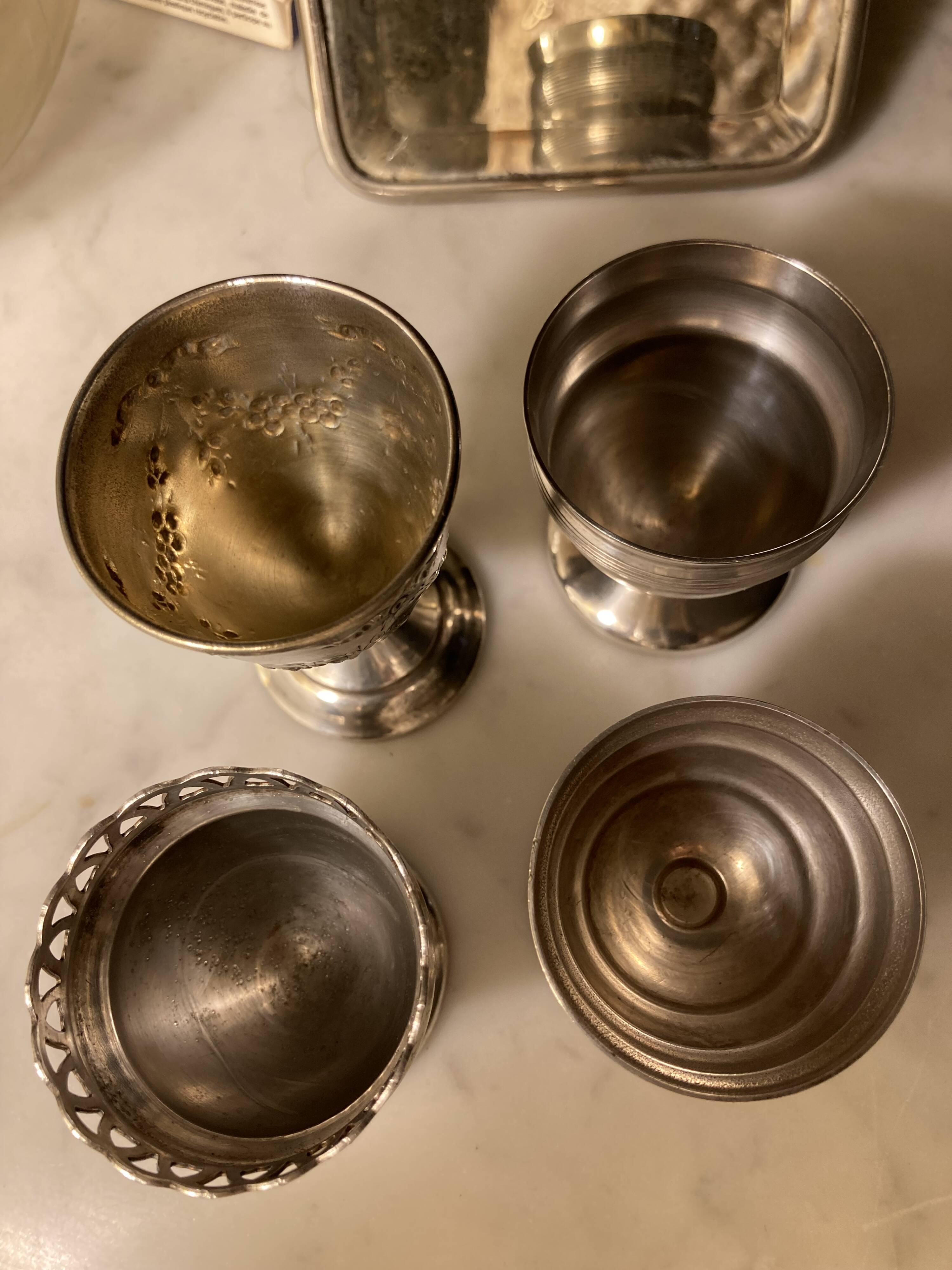 Silver and silver plated egg cup set