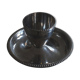 Stainless steel egg cup with saucer and beaded edge