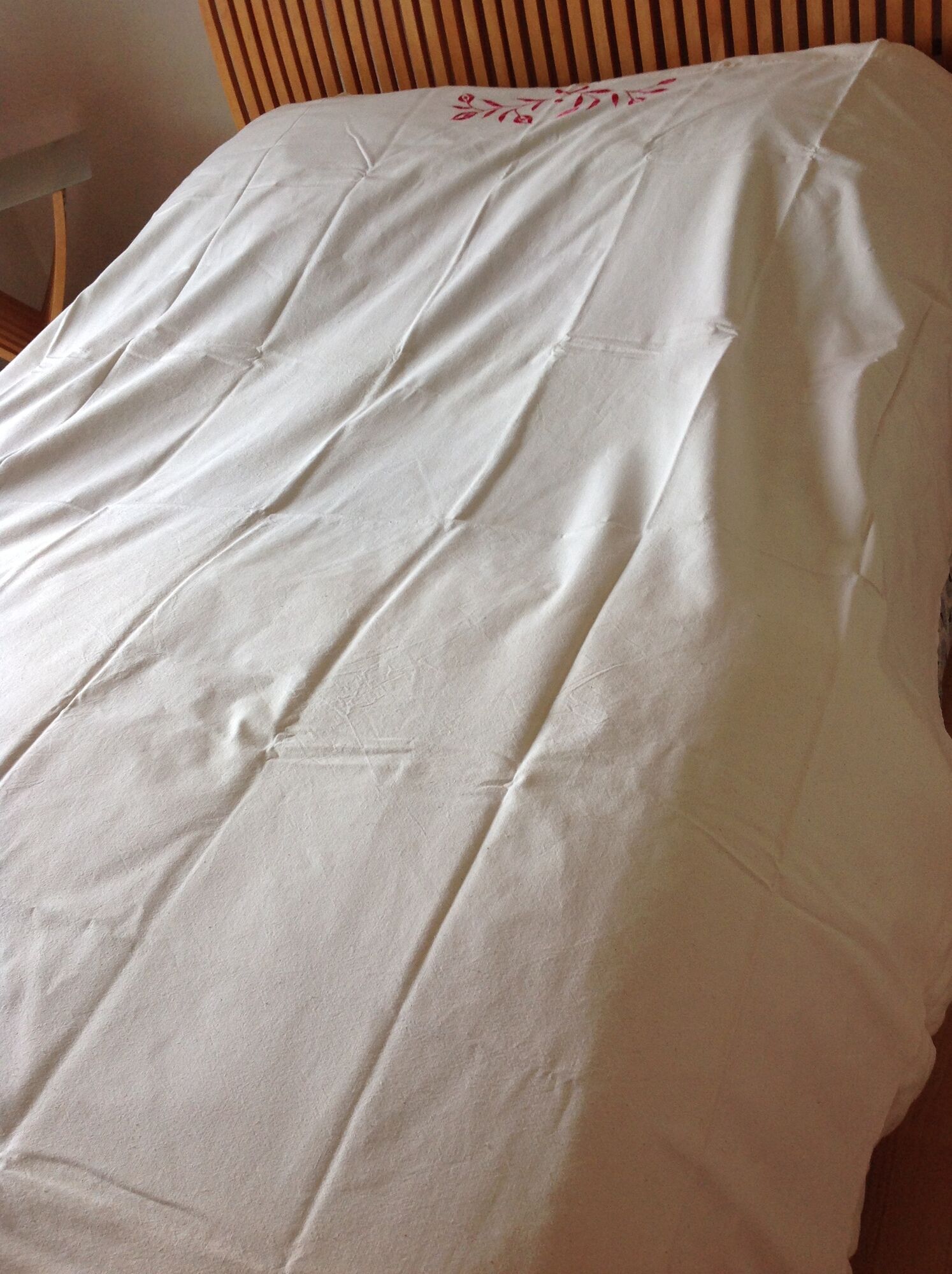 Old embroidered cotton bed sheet 220 x 180 cms 50/60