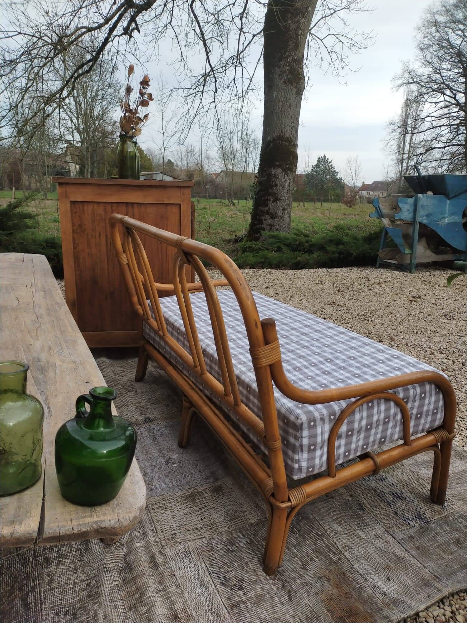 Vintage wicker bench