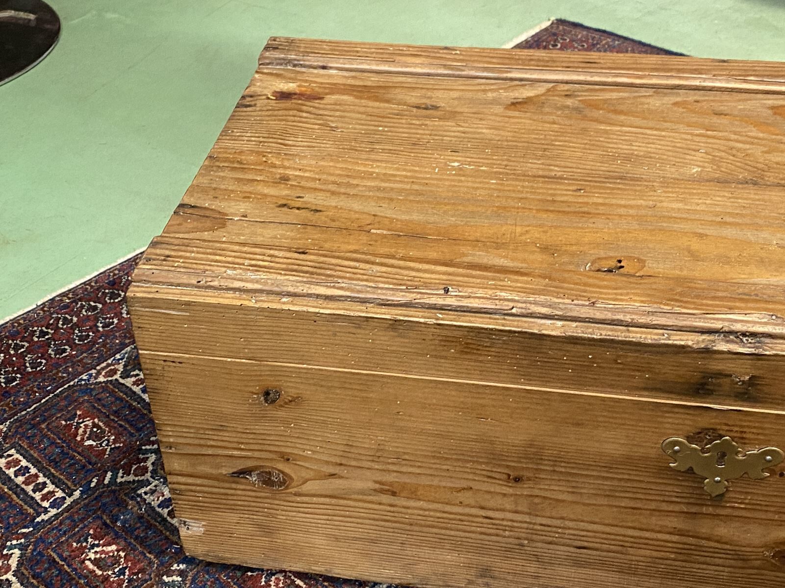 Early 20th century fir box with brass handles