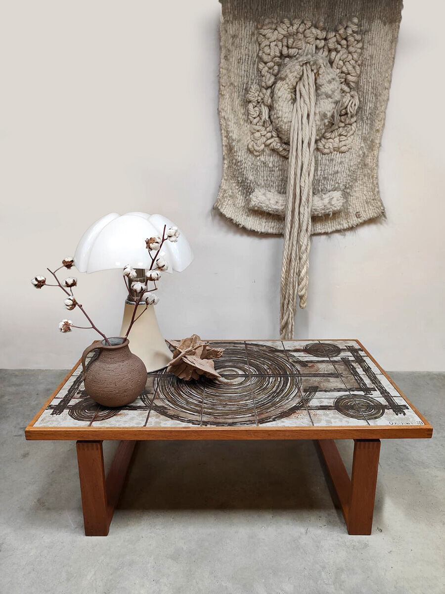 Danish teak ceramic vintage coffee table side table Ox-Art Trioh