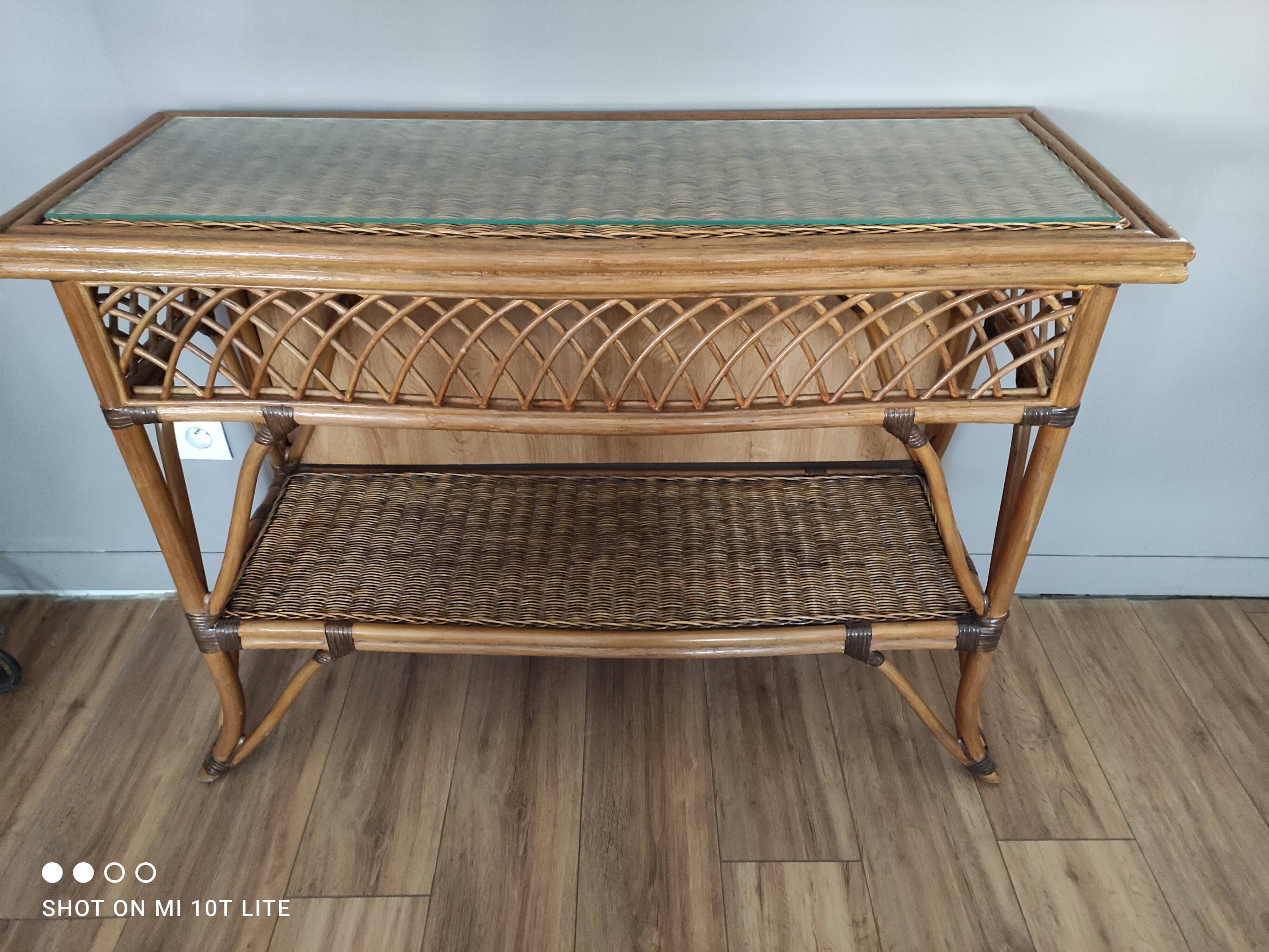 Vintage rattan console