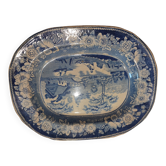 Antique serving platter in English earthenware 1850 Wild Rose