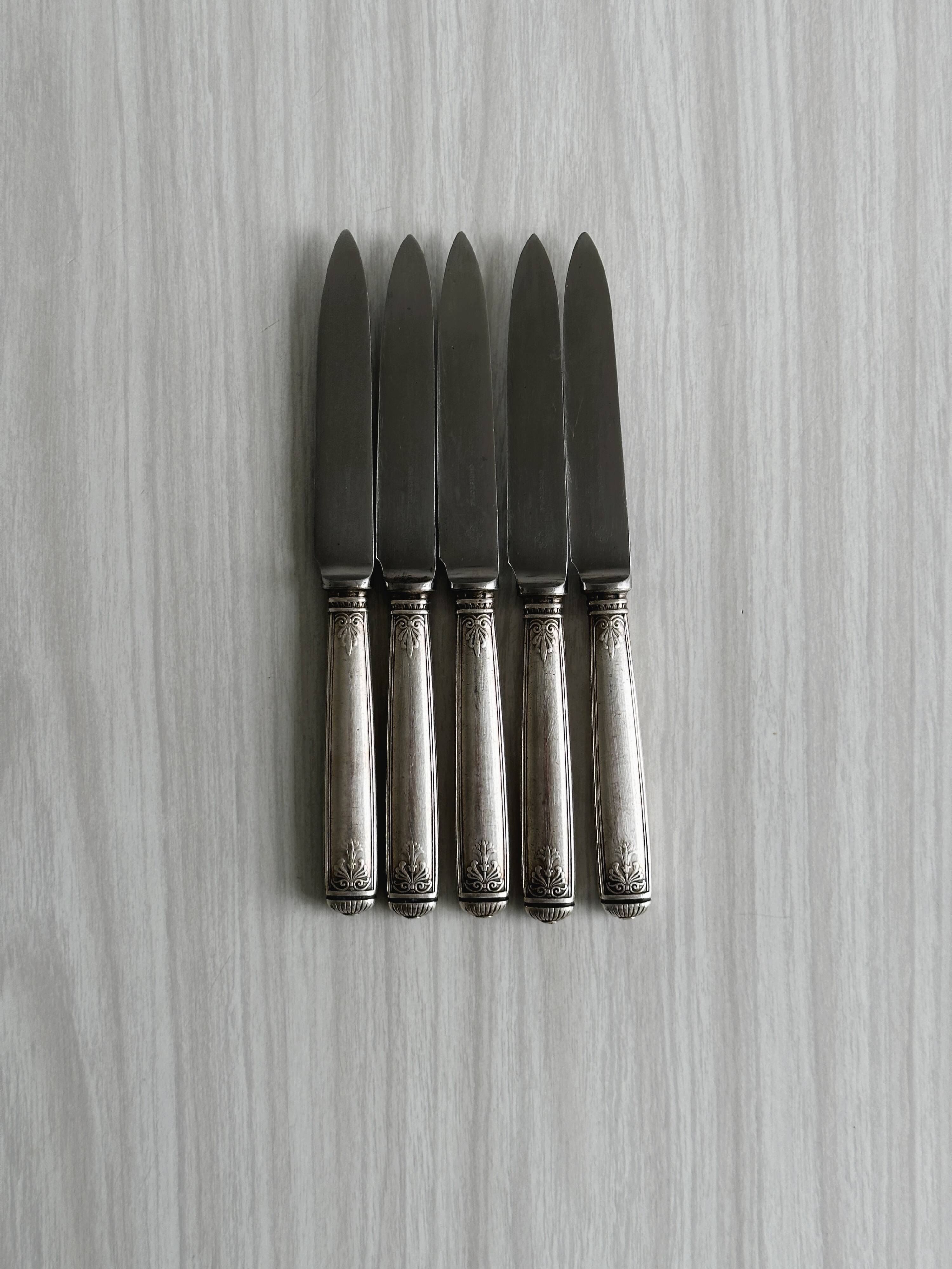 5 antique Christofle silver-plated knives
