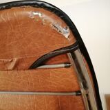 Maule Marga brown leatherette reclining and folding armchair made in Italy vintage 1970