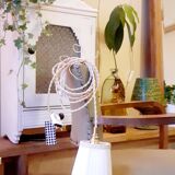 Stroller with pleated fabric lampshade