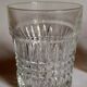 Trio of vintage whiskey glasses in pimpled glass